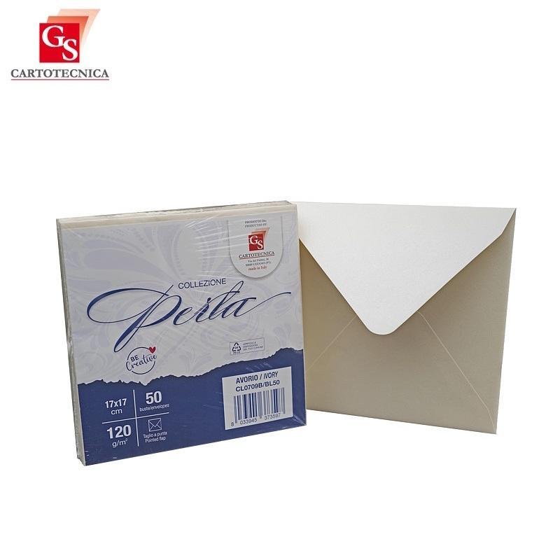 gs cartotecnica gs cartotecnica 50pz buste da lettera perla avorio 17x17cm 120gr/mq - foto 1