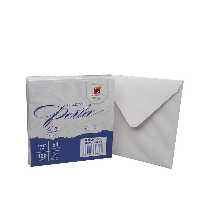 gs cartotecnica gs cartotecnica 50pz buste da lettera perla bianche 17x17cm 120gr/mq - foto 1