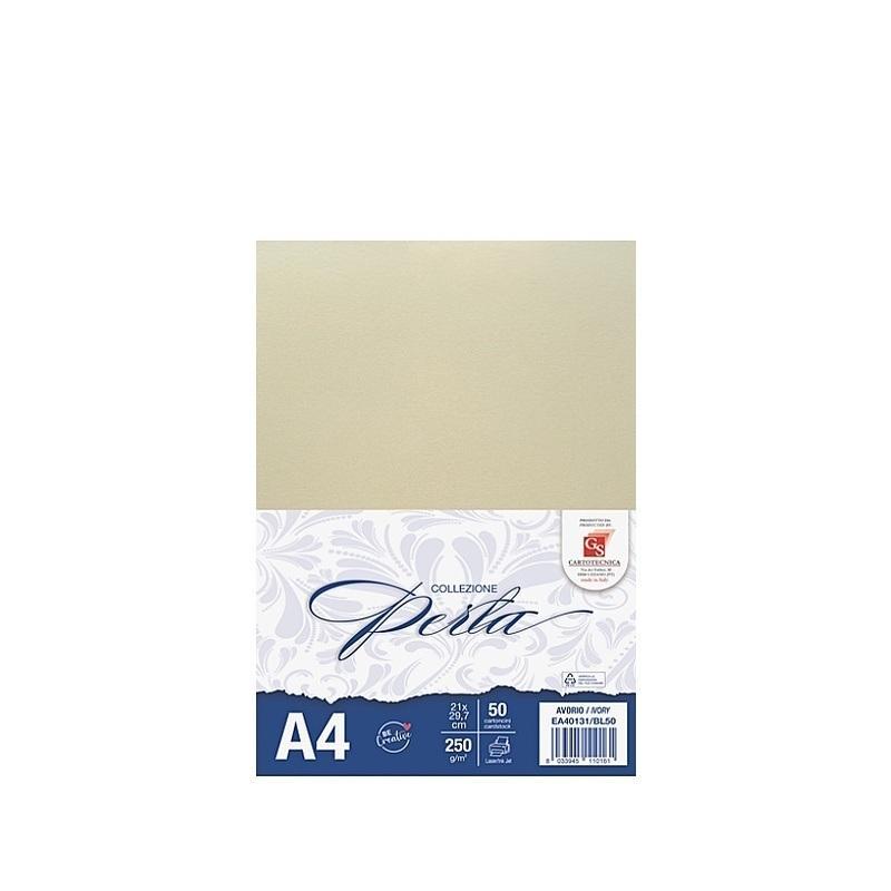 gs cartotecnica gs cartotecnica 50 fg. cartoncini perla avorio a4 (21x29,7cm) 250gr/mq - foto 1