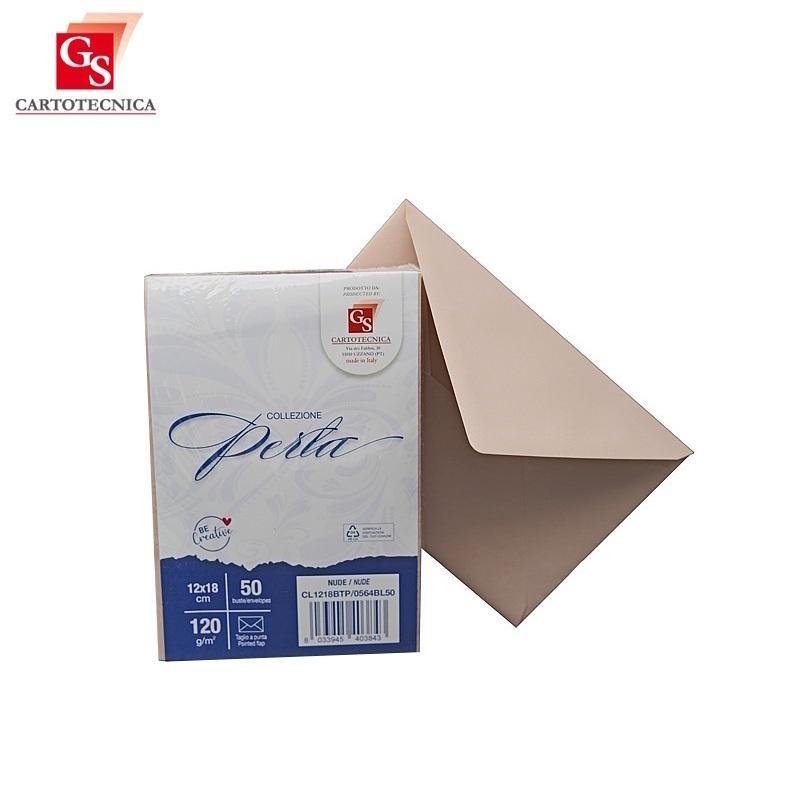 gs cartotecnica gs cartotecnica 50pz buste da lettera perla nude 12x18cm 120gr/mq - foto 1