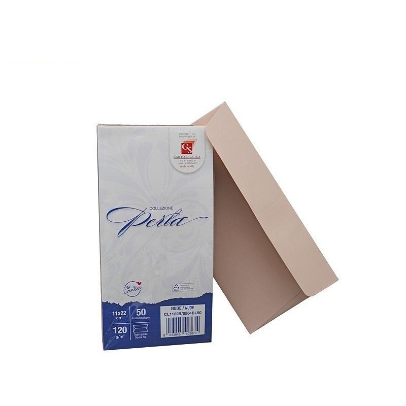 gs cartotecnica gs cartotecnica 50pz buste da lettera perla nude 11x22cm 120gr/mq - foto 1
