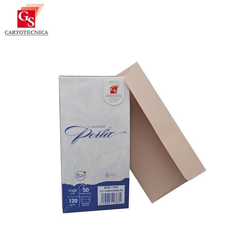 gs cartotecnica gs cartotecnica 50pz buste da lettera perla nude 11x22cm 120gr/mq - foto 1