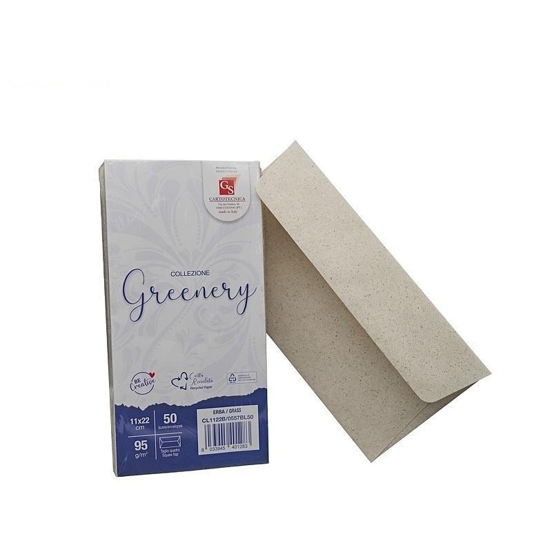 gs cartotecnica gs cartotecnica 50pz buste da lettera greenery erba 11x22cm 95gr/m - foto 1