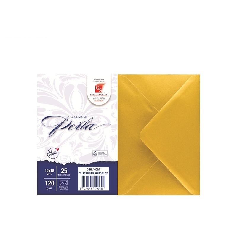 gs cartotecnica gs cartotecnica 25pz buste da lettera perla oro 12x18cm 120gr/mq - foto 1