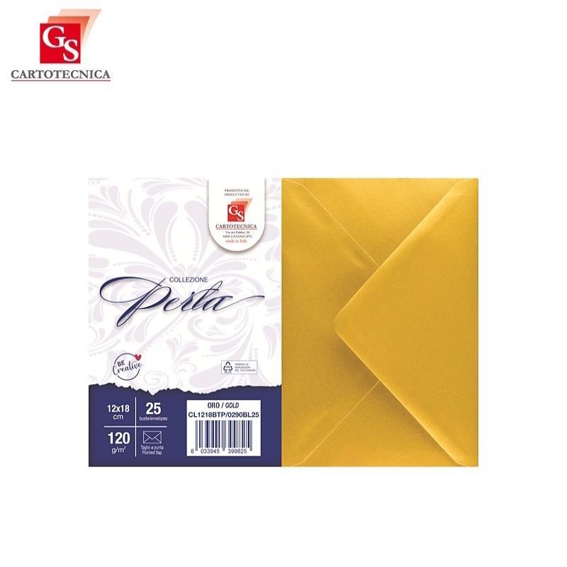 gs cartotecnica gs cartotecnica 25pz buste da lettera perla oro 12x18cm 120gr/mq - foto 1