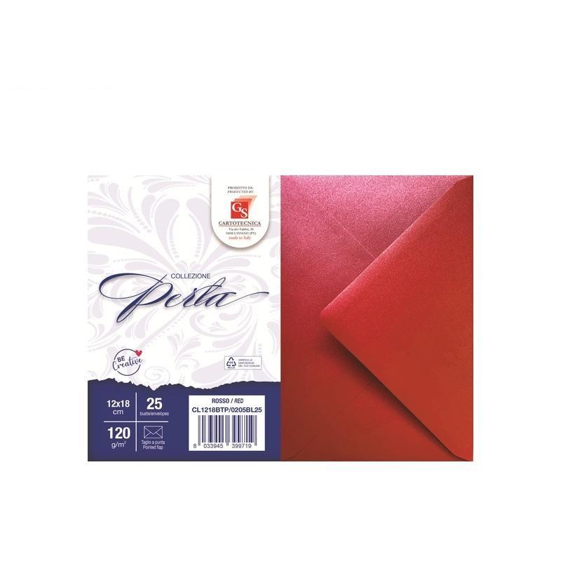 gs cartotecnica gs cartotecnica 25pz buste da lettera perla rosso 12x18cm 120gr/mq - foto 1