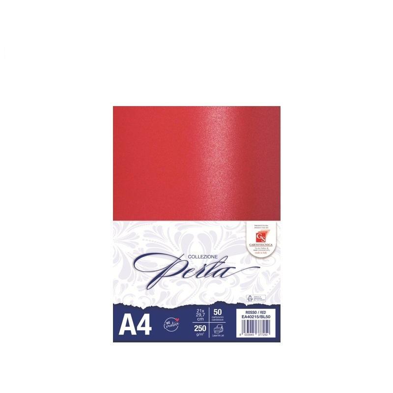 gs cartotecnica gs cartotecnica 50 fg. cartoncino perla rosso a4 (21x29,7cm) 250gr/mq - foto 1
