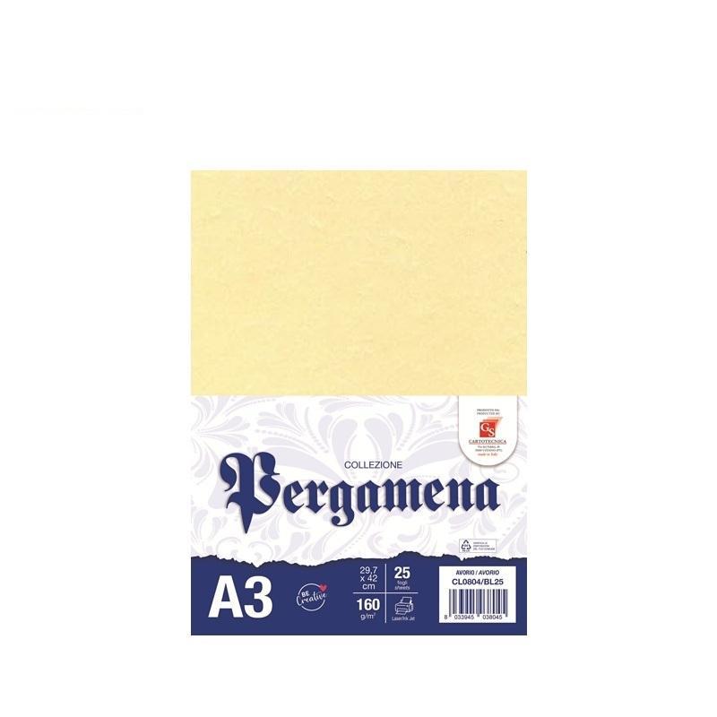 gs cartotecnica gs cartotecnica 25fogli pergamena avorio senza cornice 29,7x42cm 160gr/mq - foto 1