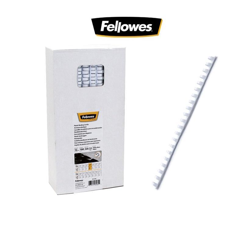 fellowes fellowes 100 pz spirali in plastica per rilegare tonde ø 12 mm bianco - foto 1