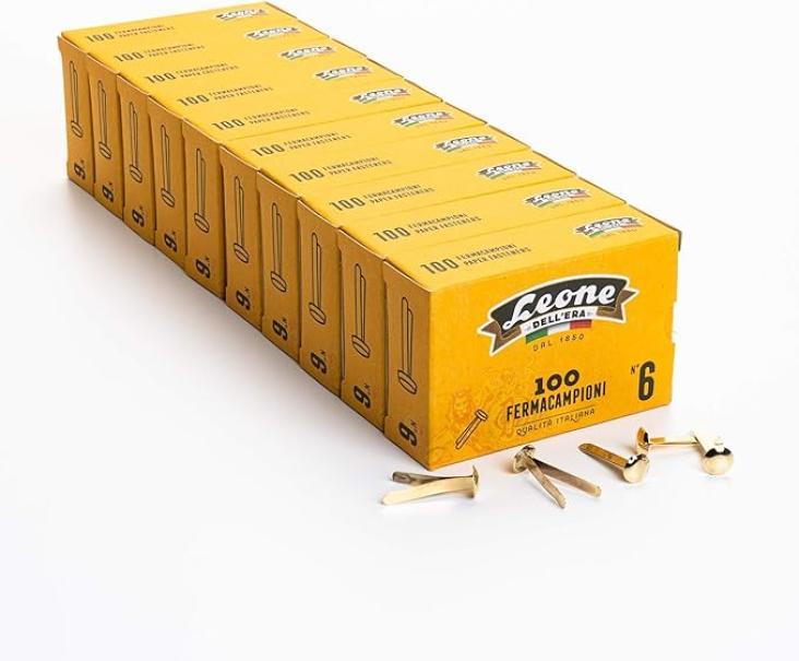 leone dell'era leone dell'era fermacampioni n. 6 ottonati - 10 conf. da 100 pz. - foto 1