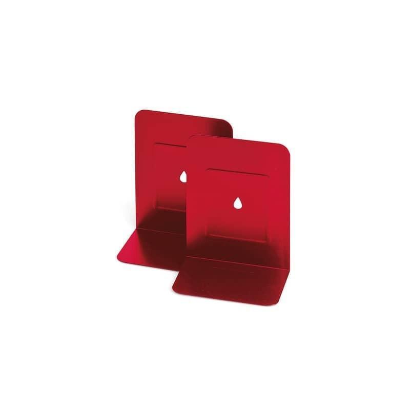 lebez lebez reggilibro in metallo 2 pz. colore rosso - foto 1