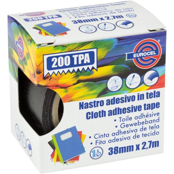 eurocel eurocel nastro adesivo in tela 38mmx2.70mt nero 200 tpa - foto 1
