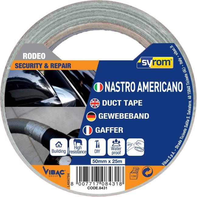 vibac vibac nastro adesivo americano telato rodeo grigio 50mmx25mt - foto 1
