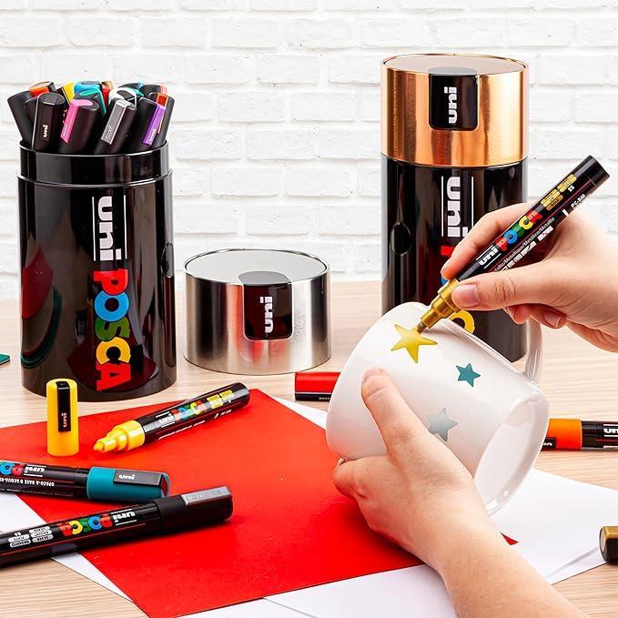 osama uni posca gift box argento 18pz marcatori pennarelli colori assortiti - foto 4