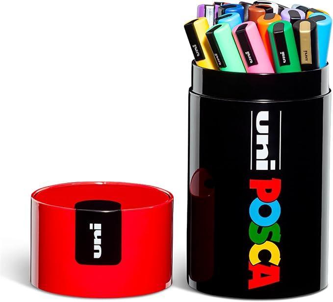 osama uni posca gift box rosso 18pz marcatori pennarelli colori assortiti - foto 3