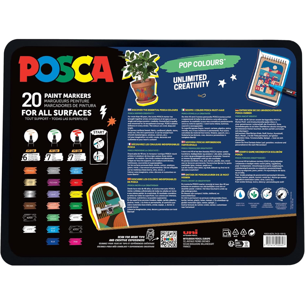 osama uni posca valigetta metallo pop 20pz marcatori pennarelli col. assortiti - foto 2