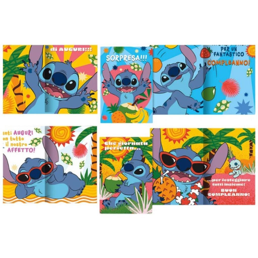 rex rex 12pz biglietti auguri compleanno stitch 11,5x16,8cm con busta fant. ass. - foto 1