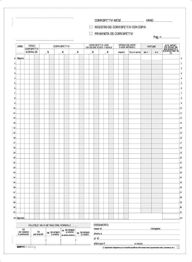 edipro edipro 10pz blocco registro iva corrispettivi 24 mesi 25 fg in 2 copie 23x29,7 cm e2102a - foto 2