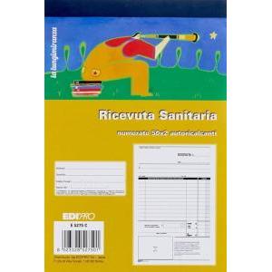 10pz blocco ricevute sanitarie 50 fg. in 2 copie 15x23 cm e5275cn