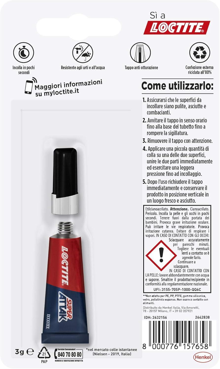 loctite loctite super attak 24pz tubetto di colla da 3 gr - foto 2 loctite loctite super attak 24pz tubetto di colla da 3 gr - foto 2