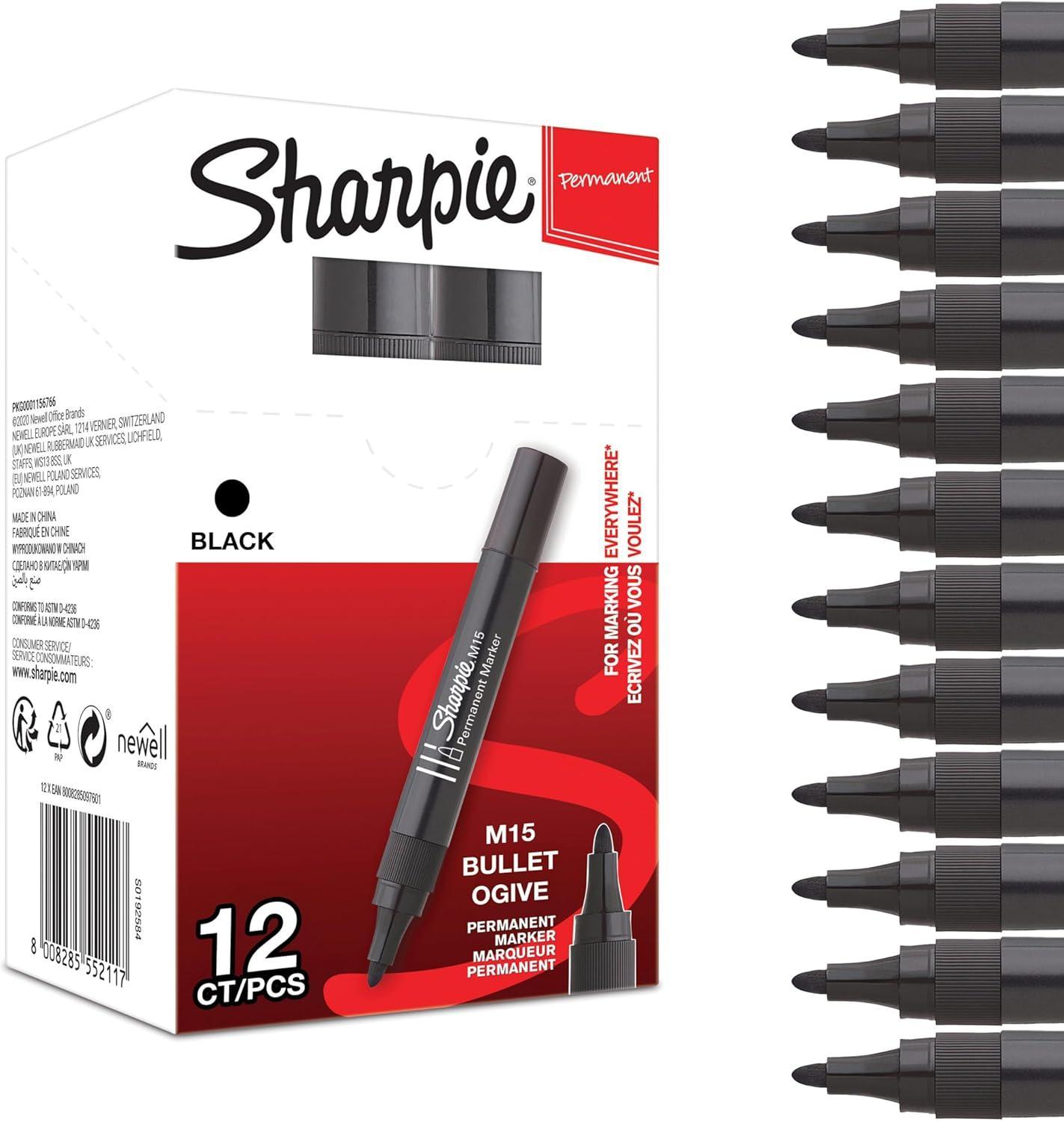 sharpie sharpie 12pz marcatore m15 nero punta tonda tratto 1,8mm - foto 1