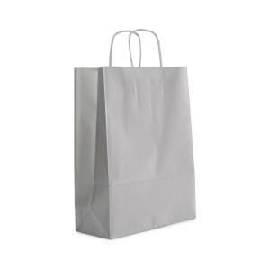 Buste shopper regalo conf. da 25 pz con manico ritorto 41x36x12 cm argento