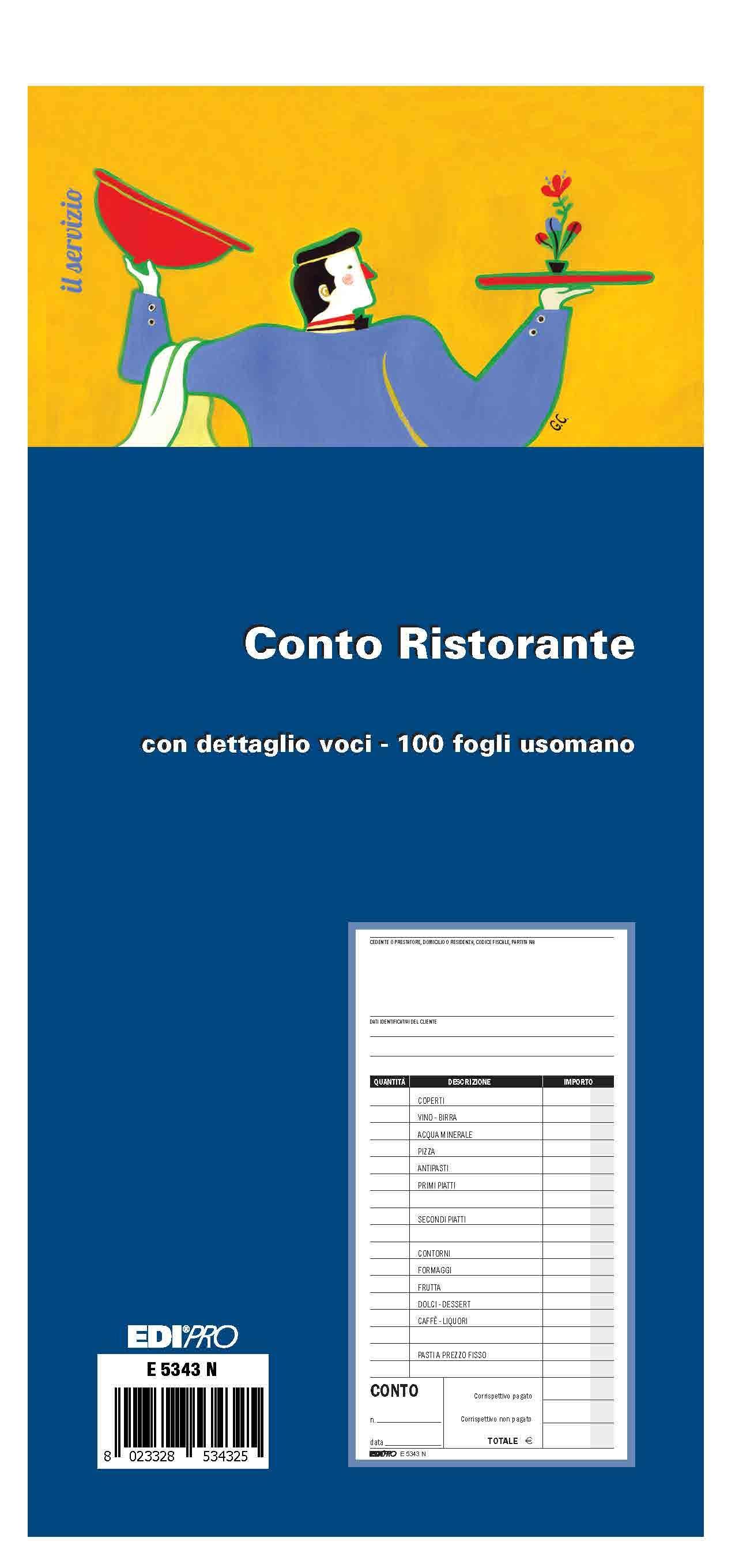 edipro edipro 10pz conto ristorante con dettaglio voci 100fg. 22x9,9cm e5343n - foto 1