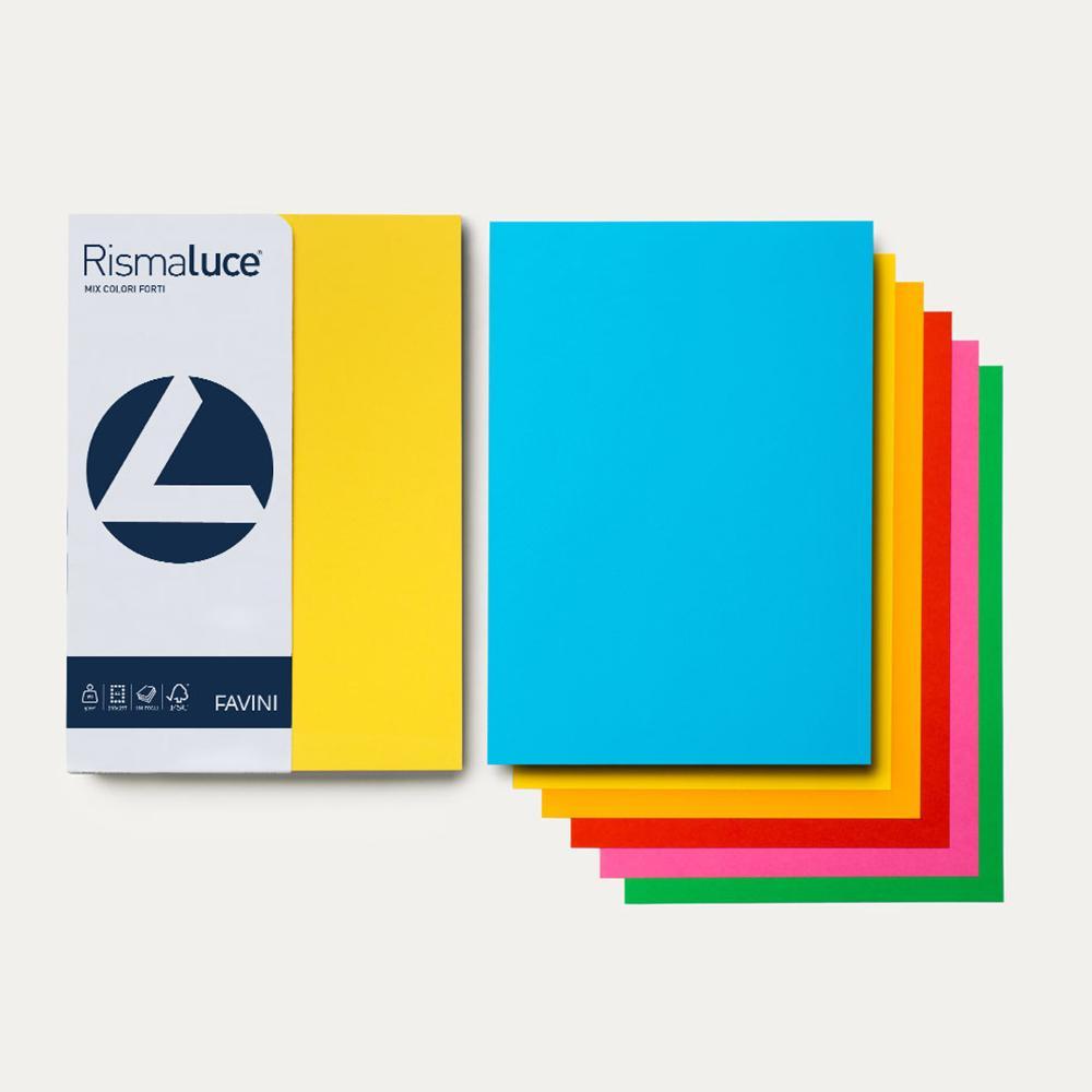 Favini Rismaluce Small A4 200gr 50fg 5 Colori Forti Assortiti