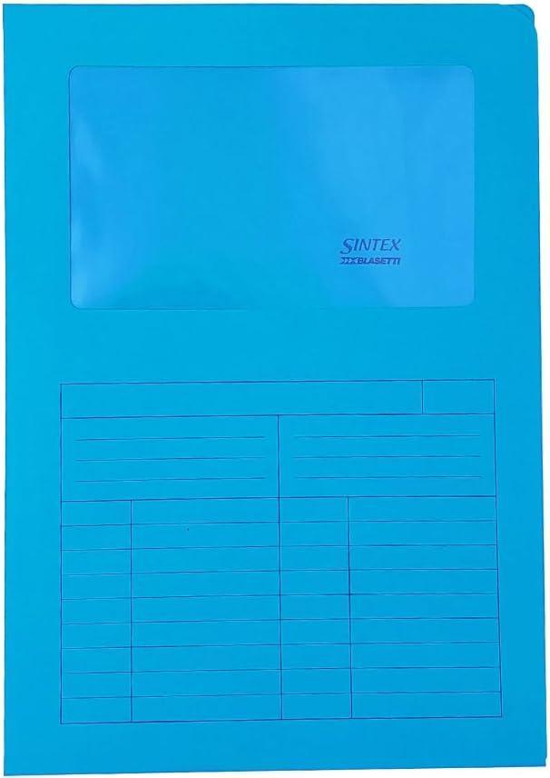 Blasetti 10pz Cartelle Sintex con Finestra 22x31cm Azzurro Blasetti 10pz Cartelle Sintex con Finestra 22x31cm Azzurro