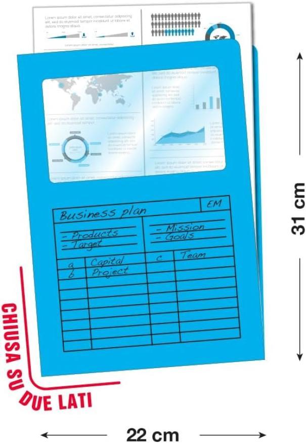 Blasetti 10pz Cartelle Sintex con Finestra 22x31cm Azzurro Blasetti 10pz Cartelle Sintex con Finestra 22x31cm Azzurro
