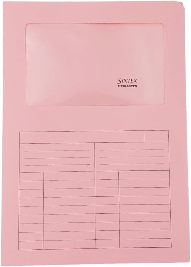 Blasetti 10pz Cartelle Sintex con Finestra 22x31cm Rosa