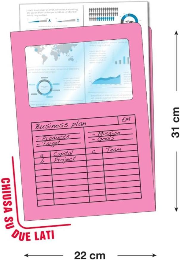 Blasetti 10pz Cartelle Sintex con Finestra 22x31cm Rosa