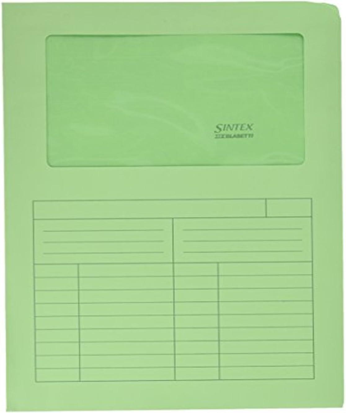 Blasetti 10pz Cartelle Sintex con Finestra 22x31cm Verde Blasetti 10pz Cartelle Sintex con Finestra 22x31cm Verde