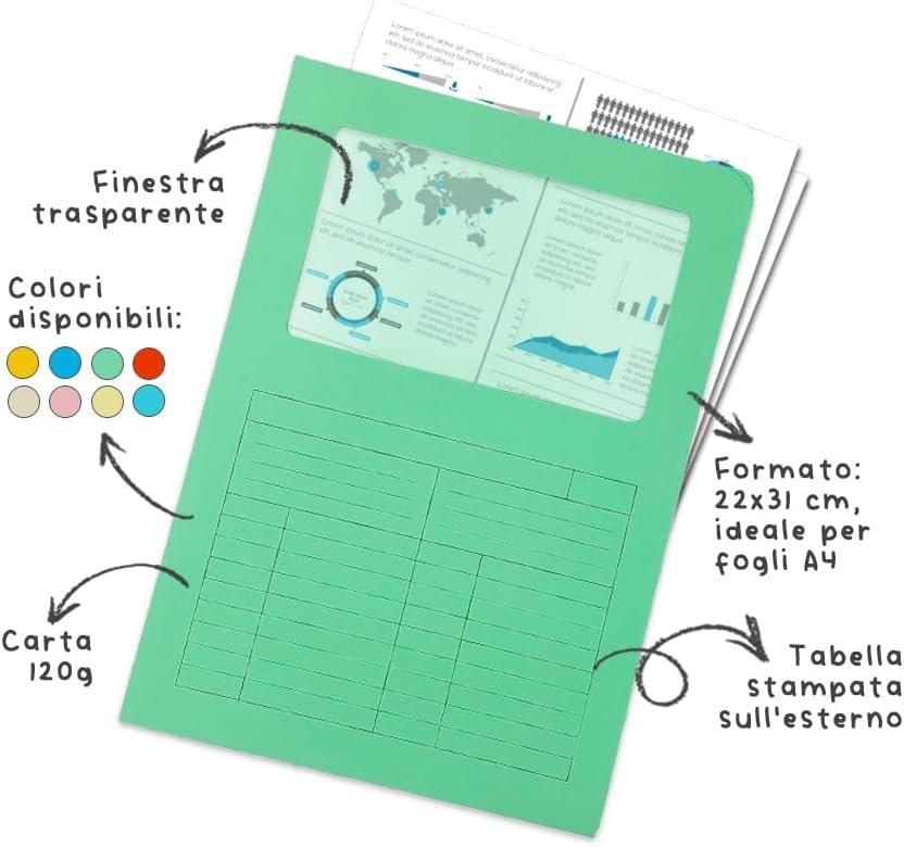 Blasetti 10pz Cartelle Sintex con Finestra 22x31cm Verde Blasetti 10pz Cartelle Sintex con Finestra 22x31cm Verde