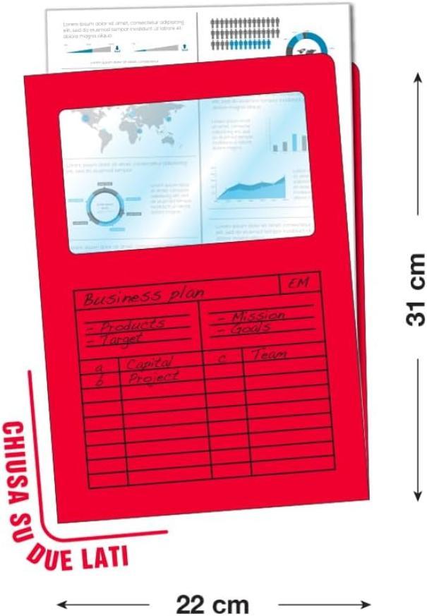 Blasetti 10pz Cartelle Sintex con Finestra 22x31cm Rosso