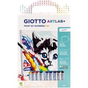 Art lab+ paint by numbers cat tela a4 10 tempere e 2 pennelli