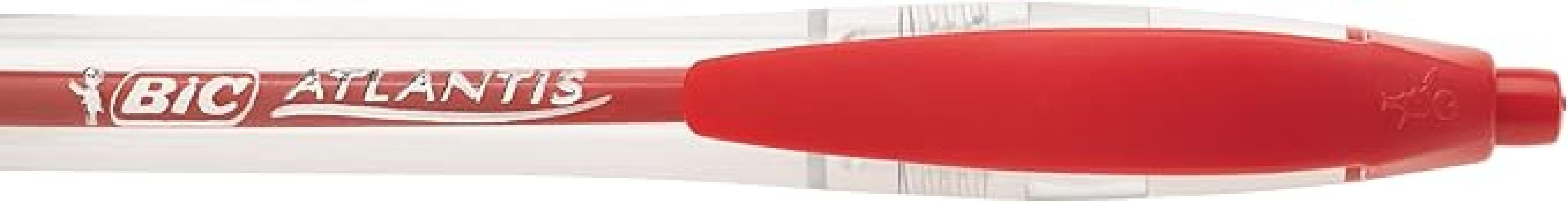 bic bic atlantis classic 12 pz. penne a sfera punta media 1 mm rosso - foto 3