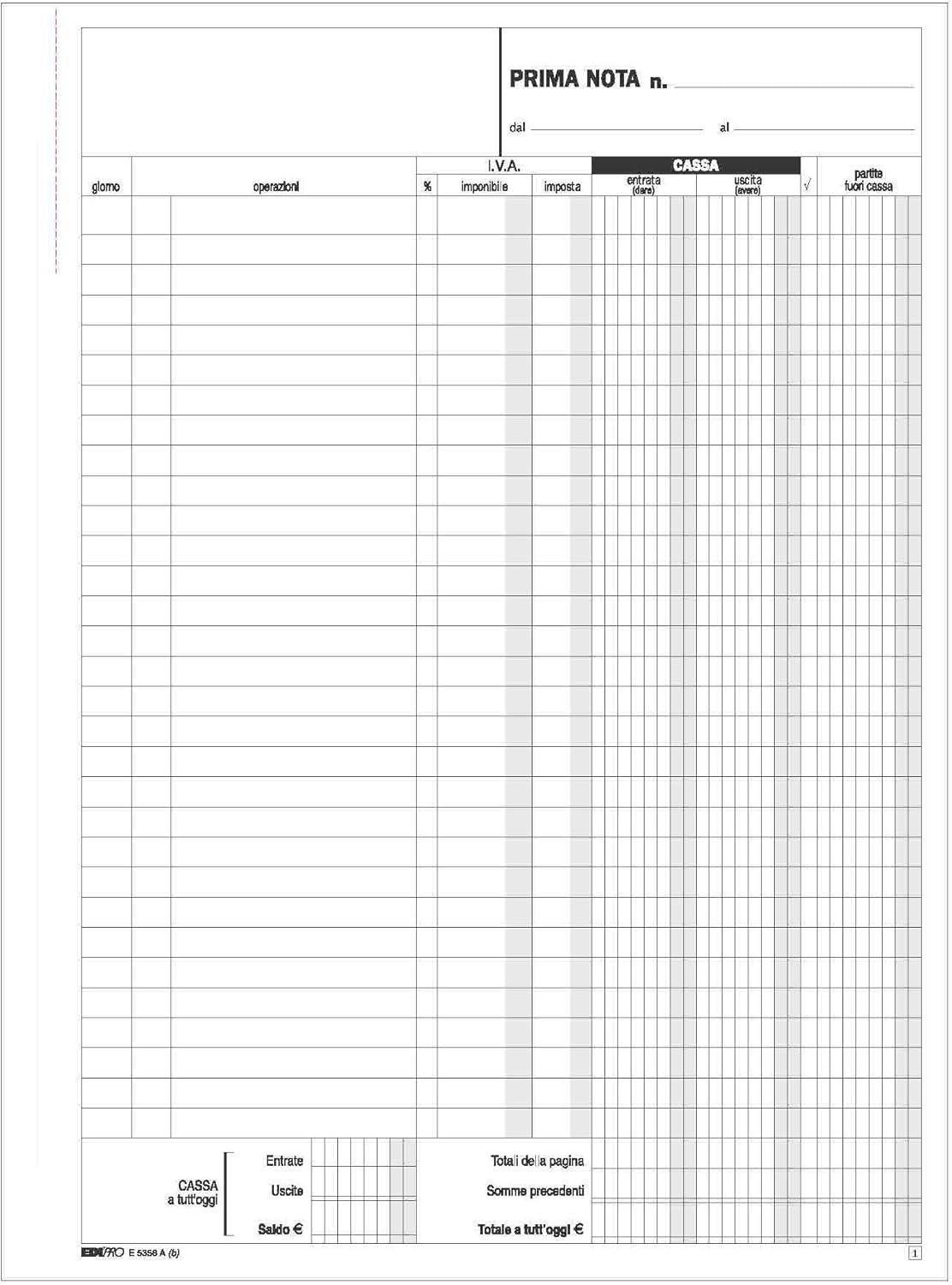 edipro edipro prima nota cassa 10pz 50fg. in 2 copie 21x31cm e5356a - foto 2