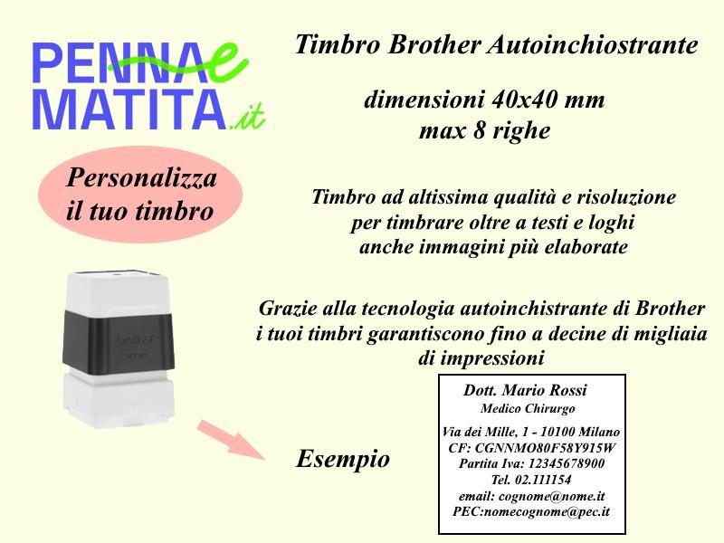 brother brother timbro autoinchiostrante personalizzato 40x40 mm colore nero - foto 1
