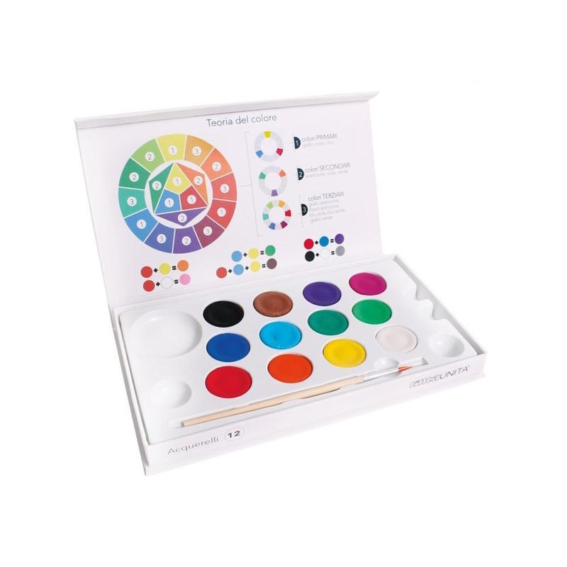 tinta unita tinta unita acquerelli scatola magnetica da 12 colori - foto 1