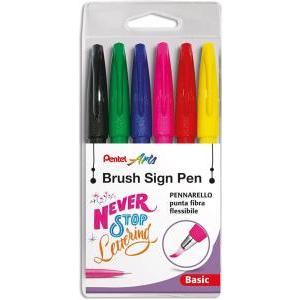 Pennarelli punta brush 6 colori base