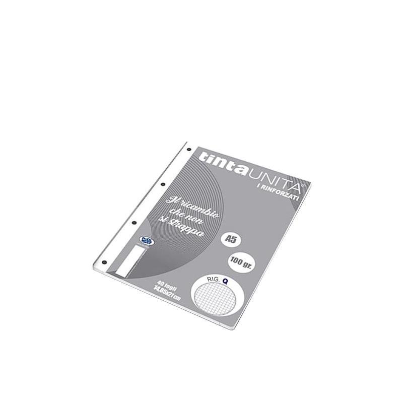 tinta unita tinta unita ricambio a5 15x21 cm rinforzato quadretti 5mm con margine 40 fogli carta 100gr mq - foto 1