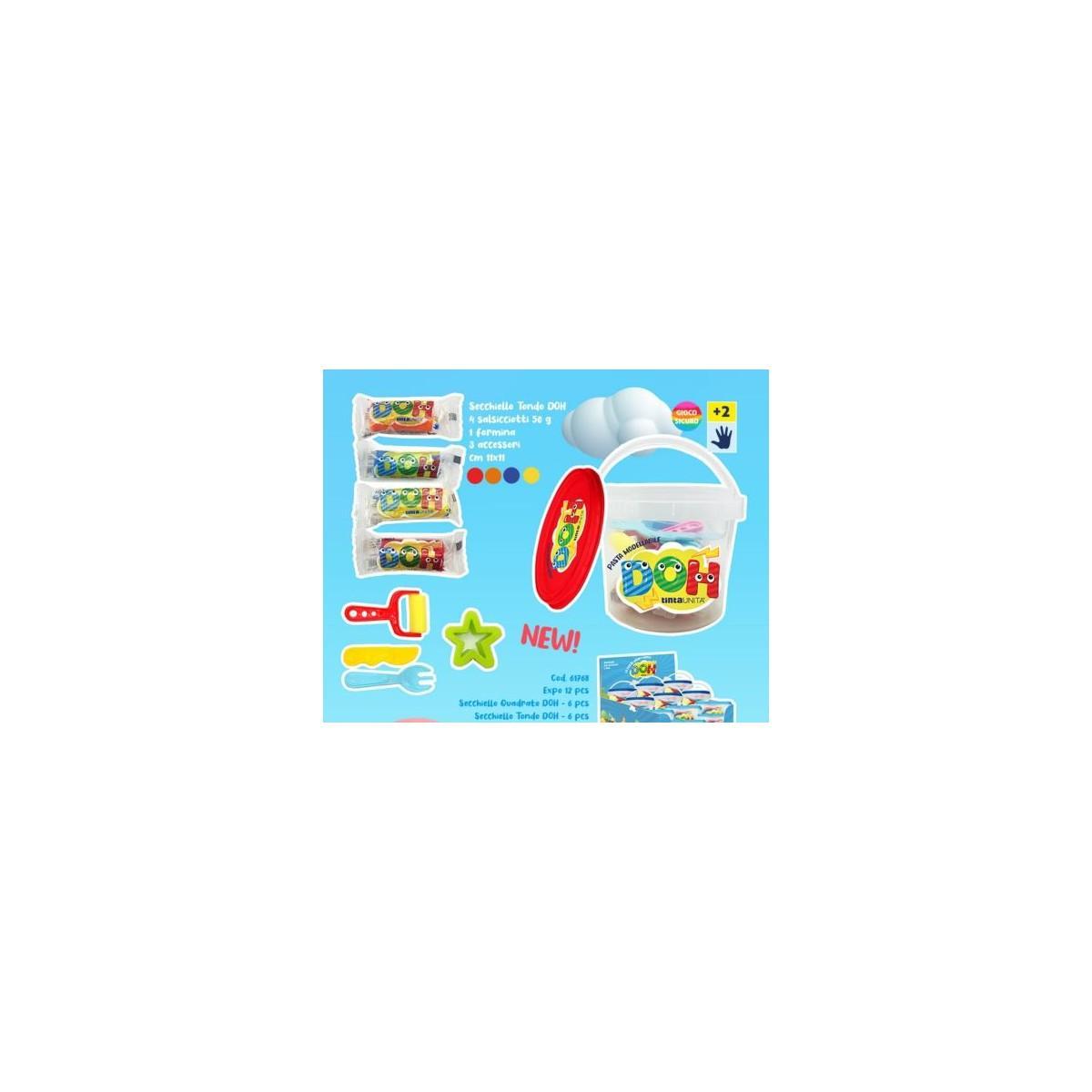 secchiello trasparente con colori modellabili Tinta Unita per giochi educativi bambini