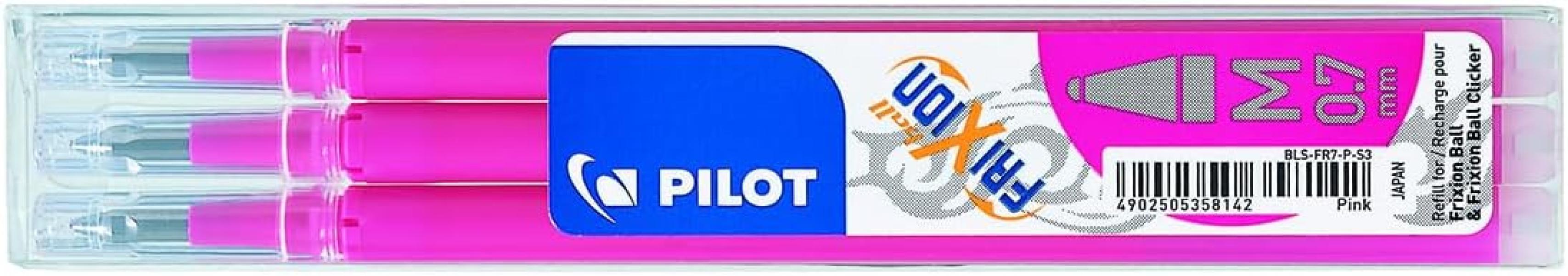 set di tre refill penna cancellabile Pilot Frixion rosa punta 0.7 mm in blister
