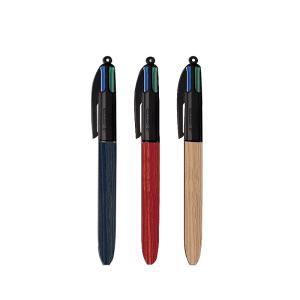 12 pezzi penna a sfera 4 colori fusto effetto legno in tre colori