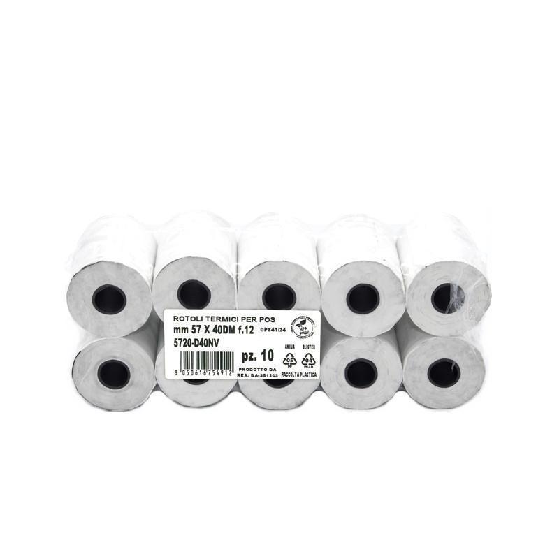 rotolificio pugliese rotoli termici per pos dimensioni mm 57x20 mt confezione da 10 pz. - foto 1