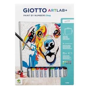 Art lab+ paint by numbers dog tela a4 10 tempere e 2 pennelli