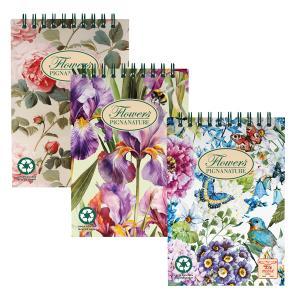 Nature flowers 6pz blocco notes spirale a6 5mm 50fg 80gr/mq