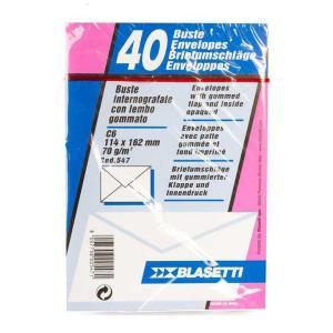 547 buste internografate con lembo gommato senza finestra dimensioni 11,4x16,2 cm 70 gr/mq in confezione da 40 pz