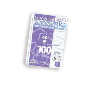 Ricambi rinforzati con banda trasparente a4 confezione da 40 fogli 100 gr./mq rigatura righe 1r senza margine